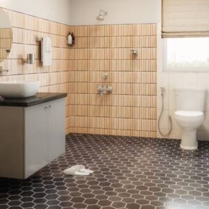 Contemporary Black Hexagonal Flooring Design