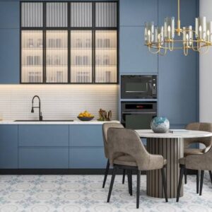 Contemporary Blue, White, Grey Tiles Versatile Flooring Design