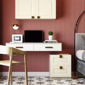 Dark Peach Fluted Wall Panels Wall Design for a Contemporary Bedrooms