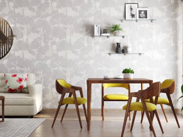 Modern Abstract Tree Wallpaper Design in Grey and Off-White