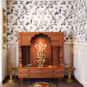 Classic Bird Trail Wallpaper Design for Your Pooja Room