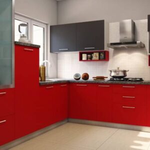 Contemporary L-Shaped Kitchen Design with Granite Countertop