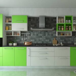 Lime and White Modern Open Kitchen Design