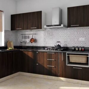 Contemporary L-Shaped Kitchen Design with Spacious Cabinets