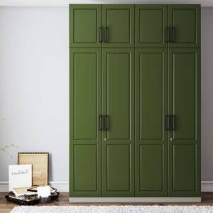 Classic 4-Door Wardrobe Design in Deep Green Tone