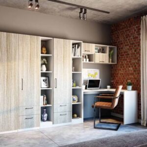 Contemporary 4-Door Swing Wardrobe Design with Study Unit