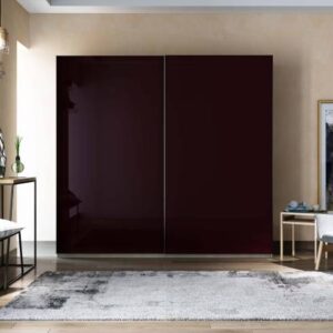 Contemporary 2-Door Sliding Wardrobe Design with High Gloss Finish