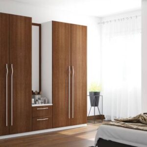 4 Door Modern Swing Wardrobe with Integrated Dresser and Drawers