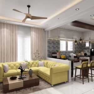 Mid-Century Modern Living Room Design with L-Shape Sofa and Coffee Table