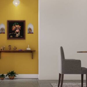 Contemporary Altar Unit Design with Yellow Accent Wall
