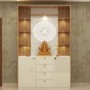 Floor-Mounted Modern Altar Unit Design with OM Mandala Panel