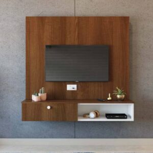 Contemporary TV Unit Design in Bronze and White with Storage