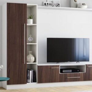 Modern Wall-Mounted TV Unit Design with Open and Closed Storage