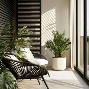 Modern Balcony Design with Textured Wall Paint Design