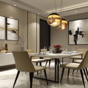 Modern Dining Room Design with Marble Top Table