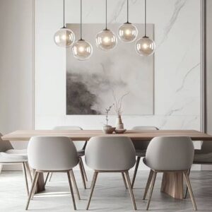 Modern Dining Room Design with 8-Seater Wooden Top Table